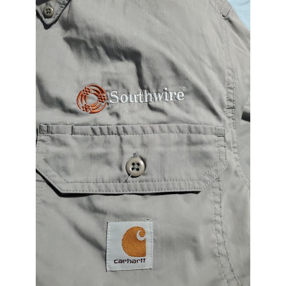 Carhartt Force Ridgefield Men's Sz M Gray Relaxed Fit Short Sleeve Button-Up - Picture 7 of 8